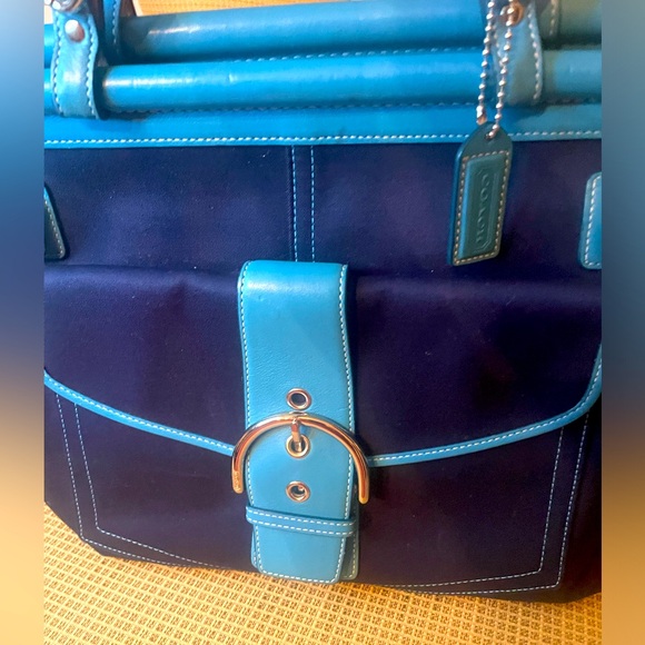 Coach Hampton Double Turnlock Satchel Tote - Picture 11 of 13